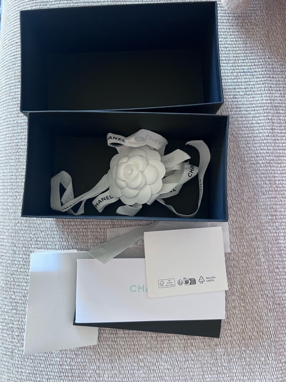 CHANEL Black Gift Bag & Sunglasses Box with White Camellia & Ribbons - Picture 2 of 6